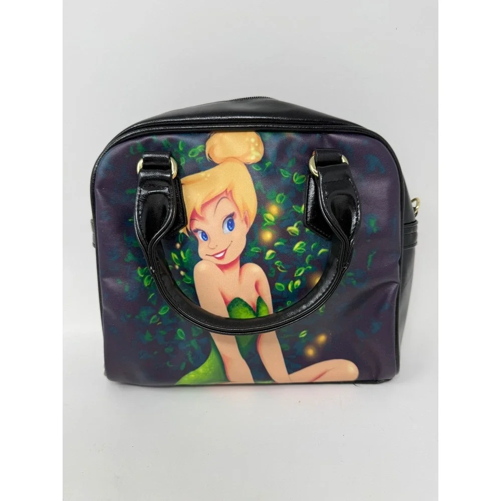 Disney Tinker Bell Fairy Satchel Crossbody Bag‎ Black Purple Graphic Print